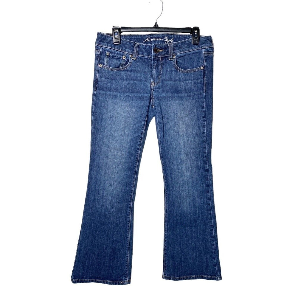 American Eagle Jeans Womens 6 Short Favorite Boyfriend Denim Stretch Blue Faded
